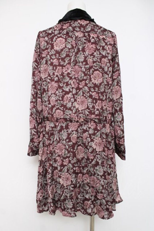 画像2: axes femme / 襟取り外しボウタイブラウスワンピース  ワイン Y-26-04-09-098-AX-OP-SZ-ZY (2)