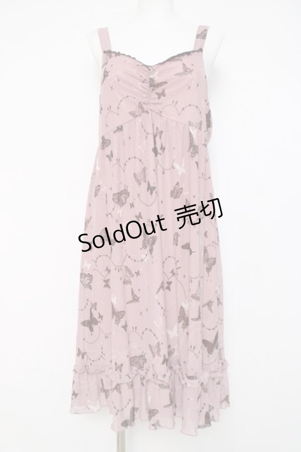 画像1: axes femme / バタフライチュールノースリーブワンピース  ピンク Y-26-04-09-099-AX-OP-SZ-ZY (1)