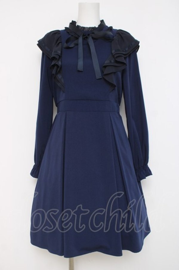 画像1: axes femme POETIQUE / フリルワンピース  紺 Y-26-04-09-102-AX-OP-SZ-ZY (1)