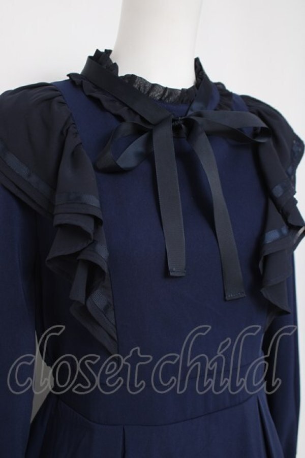 画像3: axes femme POETIQUE / フリルワンピース  紺 Y-26-04-09-102-AX-OP-SZ-ZY (3)