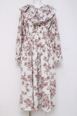画像: evelyn / 花柄シャーリングワンピース  シロ×ブラウン Y-26-04-09-110-LO-OP-SZ-ZY
