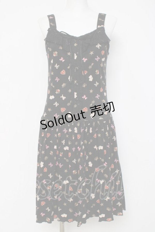 画像1: BABY, THE STARS SHINE BRIGHT / BABYモノグラムキャミワンピース  黒 Y-26-04-09-112-BA-OP-SZ-ZY (1)