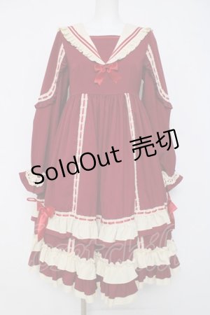 画像: Eieyomi / レトロ学園風ワンピース M 赤 Y-26-04-09-113-LO-OP-SZ-ZY