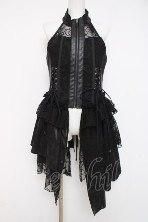 画像: Qutie Frash / ラップ付きコルセットベスト  黒 Y-26-04-09-115-QU-TO-AS-ZY