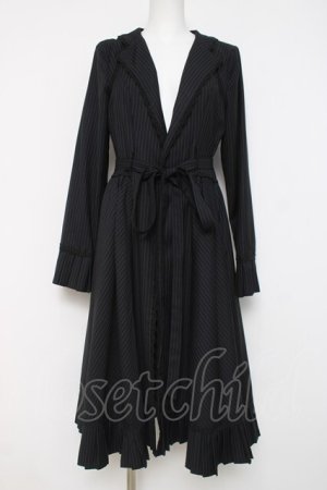 画像: Faeriesdaffodil / 黒墨のお嬢様の縦縞クラシカルコート M 紺 Y-26-04-09-122-LO-CO-SZ-ZY