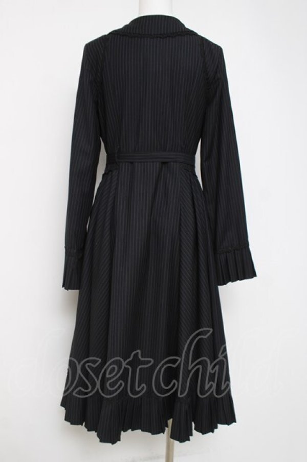 画像2: Faeriesdaffodil / 黒墨のお嬢様の縦縞クラシカルコート M 紺 Y-26-04-09-122-LO-CO-SZ-ZY (2)