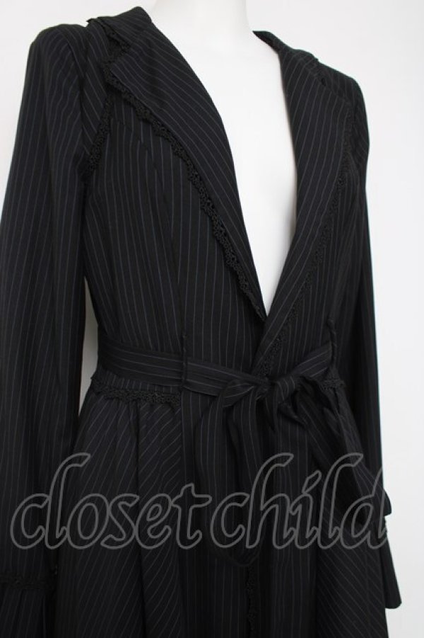 画像3: Faeriesdaffodil / 黒墨のお嬢様の縦縞クラシカルコート M 紺 Y-26-04-09-122-LO-CO-SZ-ZY (3)