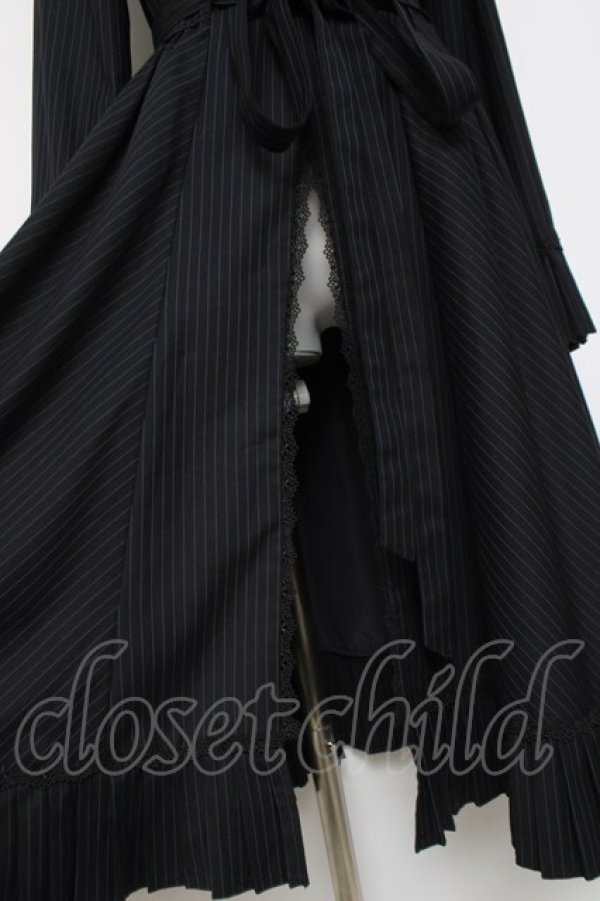 画像4: Faeriesdaffodil / 黒墨のお嬢様の縦縞クラシカルコート M 紺 Y-26-04-09-122-LO-CO-SZ-ZY (4)