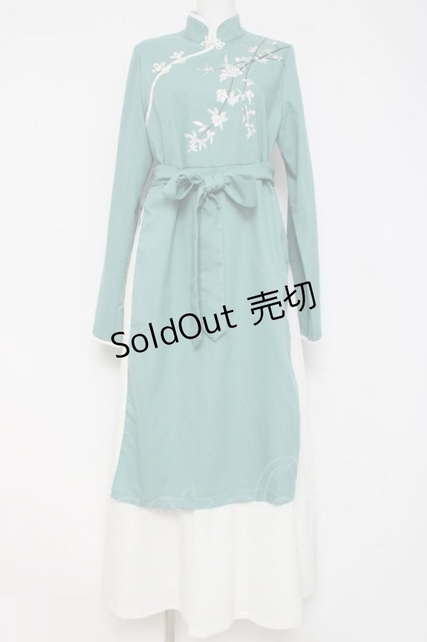 画像1: Favorite / チャイナワンピース  グリーン Y-26-04-09-124-LO-OP-AS-ZY (1)