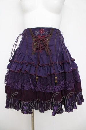 画像: Ozz oneste / コルセットデザインミニティアードスカート  パープル Y-26-04-09-125-OO-SK-SZ-ZY