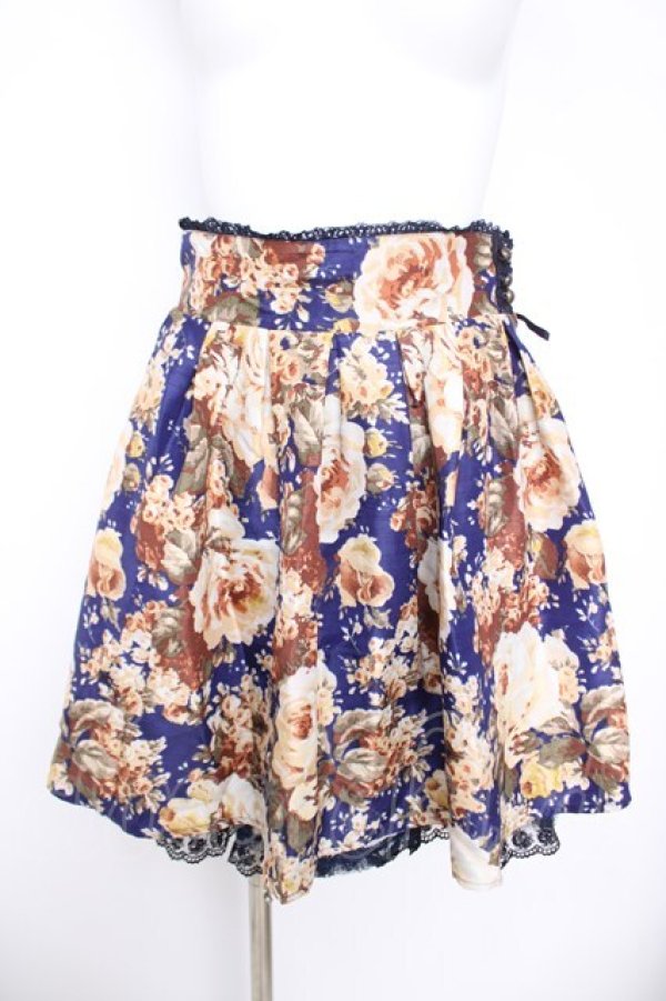 画像1: axes femme / 総花柄スカート  紺 Y-26-04-09-136-AX-SK-AS-ZY (1)