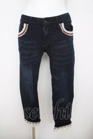 画像: axes femme / レース配色ストレッチデニム  インディゴ Y-26-04-09-144-AX-PA-SZ-ZY