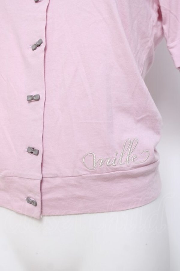 画像2: MILK / ribbon button カーデ  ピンク×グレーリボン Y-26-04-09-020-ML-TO-SZ-ZY (2)