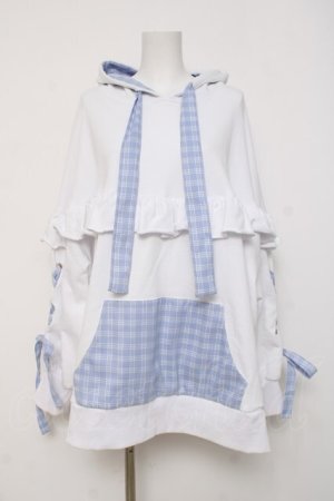 画像: ililil / ミズイロチェックフリルプルパーカー  シロ Y-26-04-09-025-PU-TO-SZ-ZY