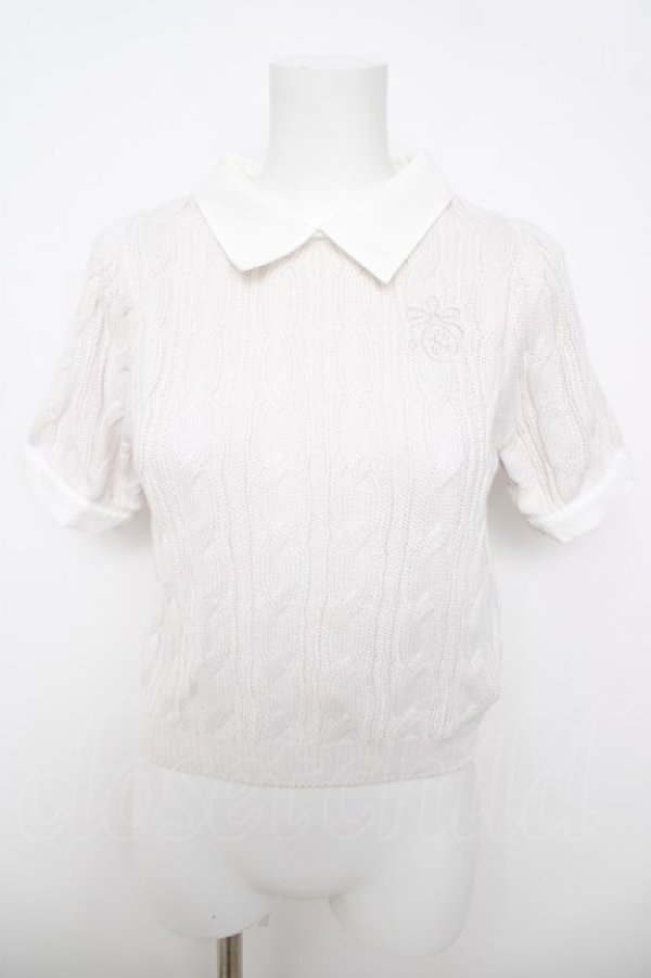 画像1: evelyn / 襟付き半袖ニット  薄グレー Y-26-04-11-040-LO-TO-SZ-ZY (1)