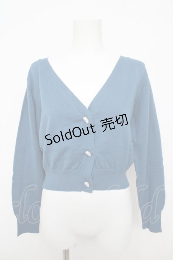 画像1: an another angelus / ローズカメオ釦Vネックニットカーディガン F ブルー Y-26-04-11-045-CA-TO-SZ-ZY (1)