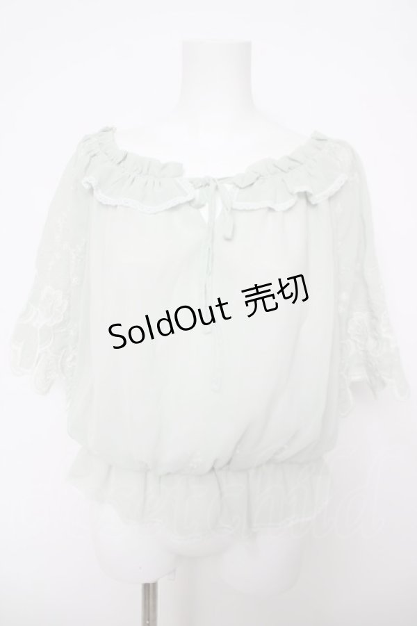 画像1: axes femme / 袖刺繍シフォンプルオーバー  ミント Y-26-04-11-047-AX-TO-SZ-ZY (1)