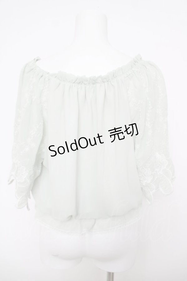 画像2: axes femme / 袖刺繍シフォンプルオーバー  ミント Y-26-04-11-047-AX-TO-SZ-ZY (2)