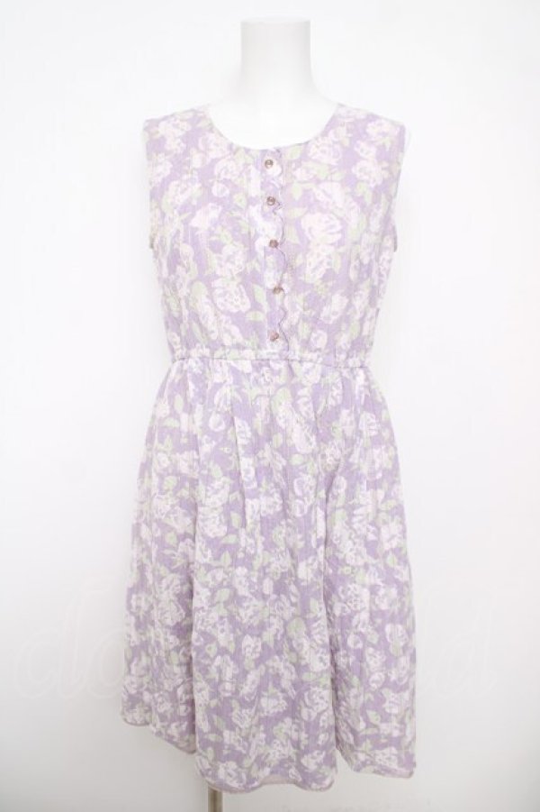 画像1: axes femme / 花ストライプレースワンピース  ラベンダー Y-26-04-11-053-AX-OP-SZ-ZY (1)