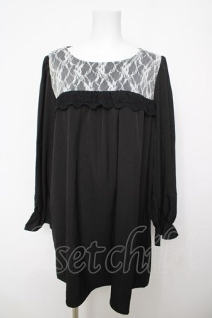 画像: axes femme / レース配色Aラインワンピース  黒 Y-26-04-11-054-AX-OP-SZ-ZY