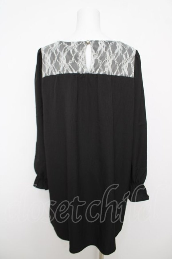 画像2: axes femme / レース配色Aラインワンピース  黒 Y-26-04-11-054-AX-OP-SZ-ZY (2)