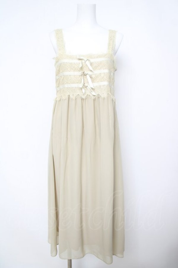 画像1: an another angelus / フロントレースシフォンワンピース  ベージュ Y-26-04-11-059-CA-OP-SZ-ZY (1)