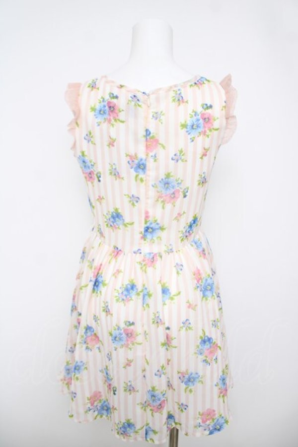 画像2: Rojita / 花×ストライプチュニ  白×ピンク Y-26-04-11-063-LO-OP-SZ-ZY (2)