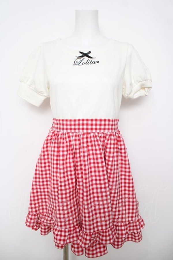 画像1: Ank Rouge / チェック切替ワンピース  白×赤 Y-26-04-11-070-CA-OP-SZ-ZY (1)