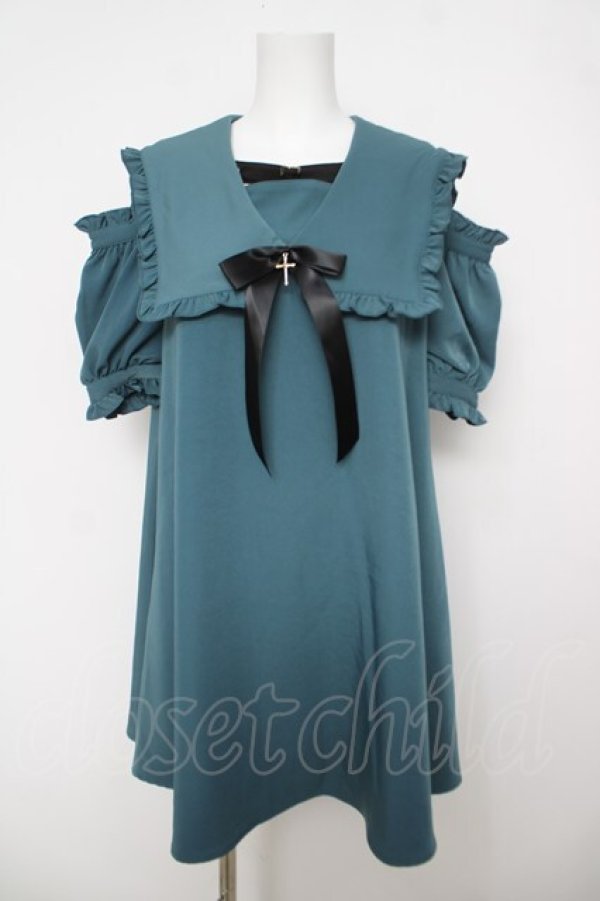 画像1: Amavel / Noir CroixオープンショルダーAラインワンピース F グリーン Y-26-04-11-072-CA-OP-SZ-ZY (1)