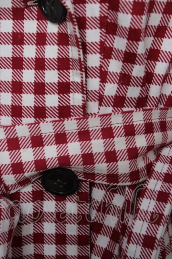 画像3: Ank Rouge / ギンガムチェックトレンチコート  赤 Y-26-04-11-076-CA-CO-SZ-ZY (3)