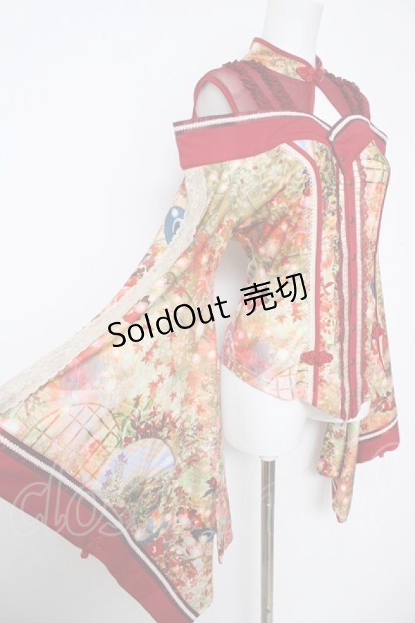 画像3: Ozz oneste / チャイナ和柄着物袖オフショルトップス  赤 Y-26-04-11-086-OO-TO-SZ-ZY (3)