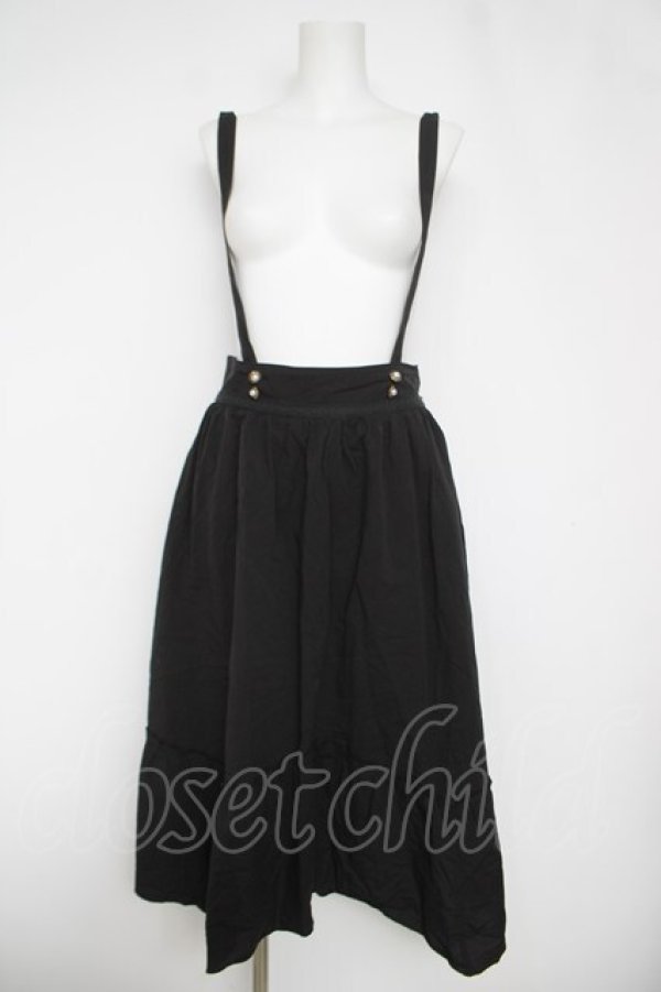 画像1: axes femme / サス付き裾切替ミディスカート  黒 Y-26-04-11-096-AX-SK-SZ-ZY (1)