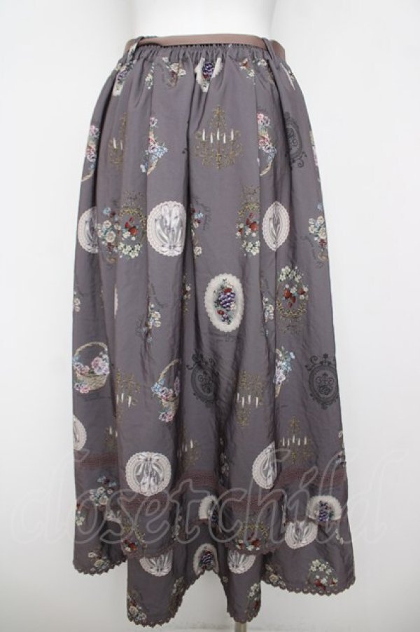 画像2: axes femme / アンティークフルーツ柄スカート  グレージュ Y-26-04-11-099-AX-SK-SZ-ZY (2)