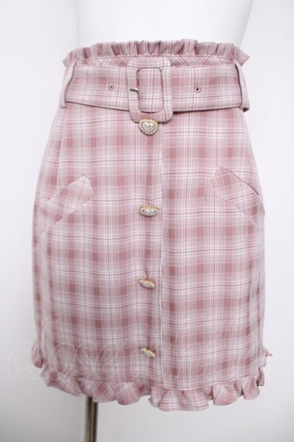 画像1: Ank Rouge / ベルト付きチェックスカート  ピンク Y-26-04-11-103-CA-SK-SZ-ZY (1)