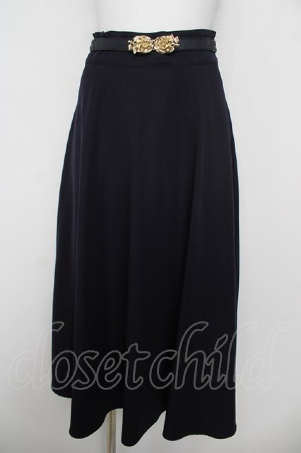 画像1: an another angelus / ローズ金具ベルト付きフレアースカート F ネイビー Y-26-04-11-110-CA-SK-SZ-ZY (1)