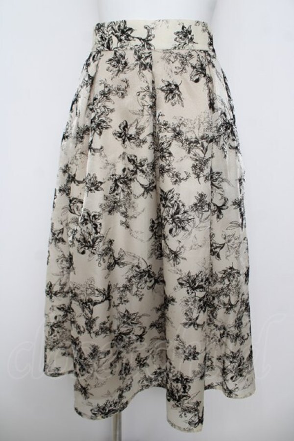 画像1: an another angelus / フラワーフロッキープリントタックスカート F アイボリー Y-26-04-11-112-CA-SK-SZ-ZY (1)
