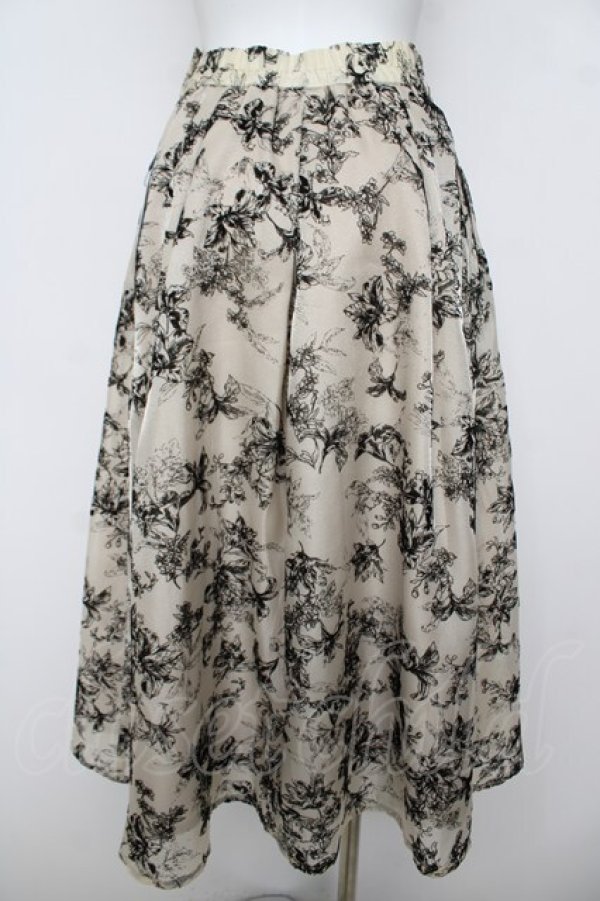 画像2: an another angelus / フラワーフロッキープリントタックスカート F アイボリー Y-26-04-11-112-CA-SK-SZ-ZY (2)