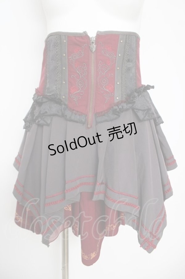 画像1: Ozz oneste / 刺繍コルセットスカート  ワインｘ黒 Y-26-04-11-115-OO-SK-AS-ZY (1)