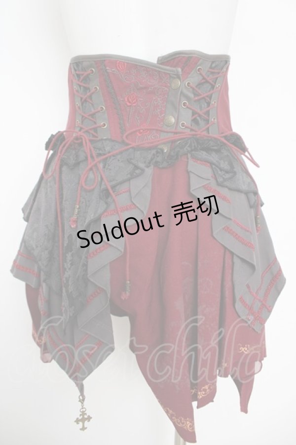 画像2: Ozz oneste / 刺繍コルセットスカート  ワインｘ黒 Y-26-04-11-115-OO-SK-AS-ZY (2)