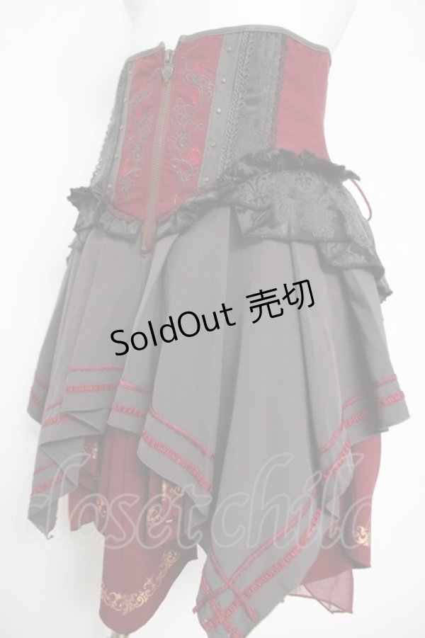 画像3: Ozz oneste / 刺繍コルセットスカート  ワインｘ黒 Y-26-04-11-115-OO-SK-AS-ZY (3)