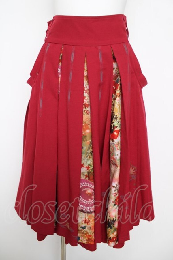 画像1: Ozz oneste / 紅葉刺繍袴風スカート  ワイン Y-26-04-11-116-OO-SK-AS-ZY (1)
