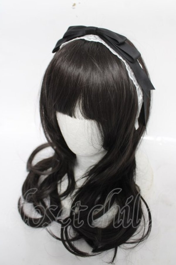 画像1: axes femme kawaii / レースリボンカチューシャ  黒 Y-26-04-11-016-AX-AC-SZ-ZY (1)