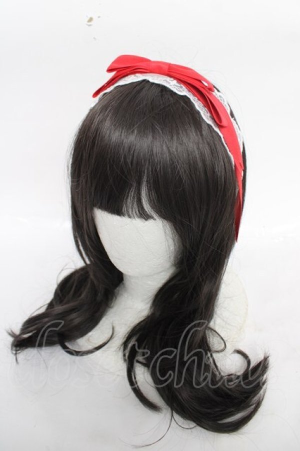 画像1: axes femme kawaii / レースリボンカチューシャ  赤 Y-26-04-11-018-AX-AC-SZ-ZY (1)