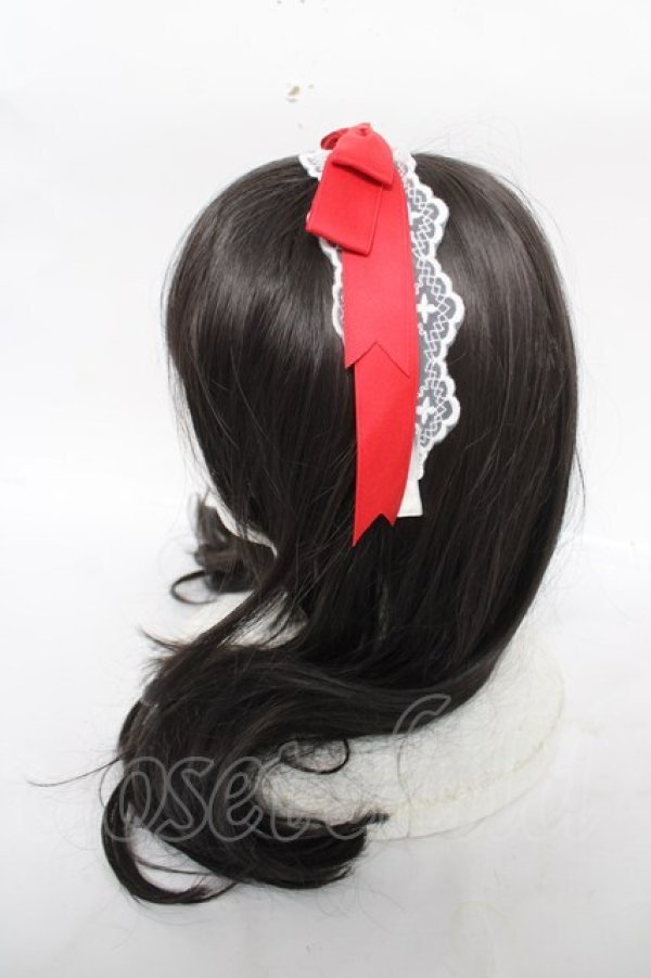 画像2: axes femme kawaii / レースリボンカチューシャ  赤 Y-26-04-11-018-AX-AC-SZ-ZY (2)