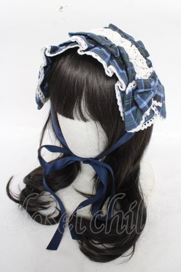 画像1: axes femme kawaii / タータンチェックヘッドドレス  ブルー Y-26-04-11-019-AX-AC-SZ-ZY (1)
