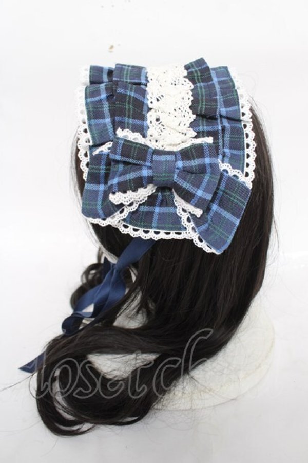 画像2: axes femme kawaii / タータンチェックヘッドドレス  ブルー Y-26-04-11-019-AX-AC-SZ-ZY (2)