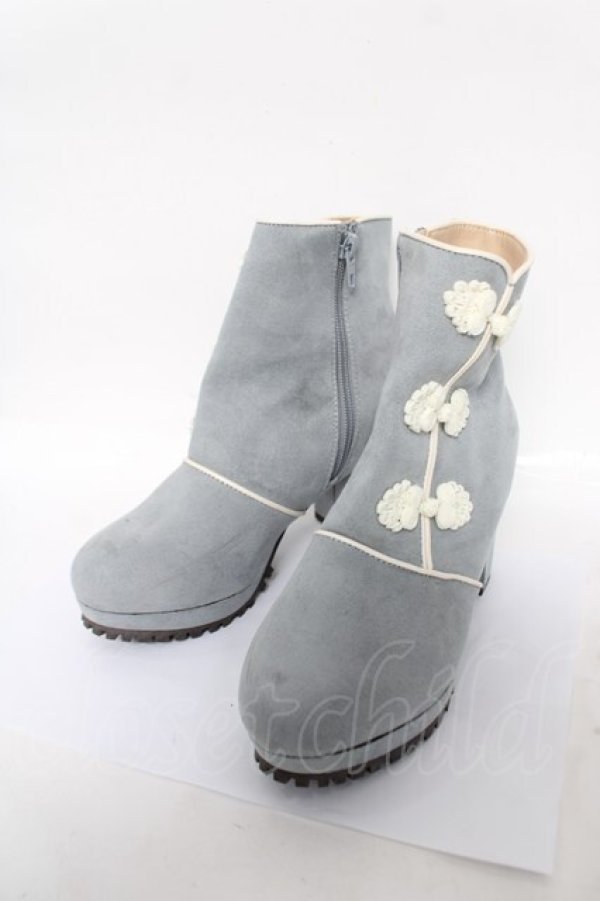 画像1: axes femme POETIQUE / チャイナ釦ブーツ S サックス Y-26-04-11-022-AX-SH-SZ-ZY (1)