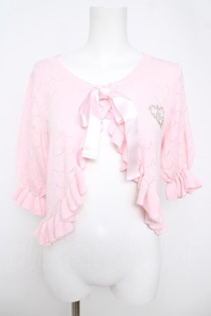 画像: BABY, THE STARS SHINE BRIGHT / スカラップ透かし五分袖ボレロ  ピンク Y-26-04-11-023-BA-TO-0-ZY
