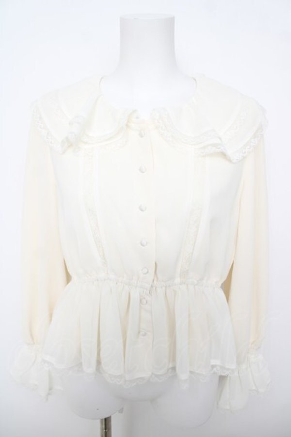 画像1: an another angelus / レース使いダブルラッフル衿ブラウス F オフホワイト Y-26-04-11-031-CA-BL-SZ-ZY (1)