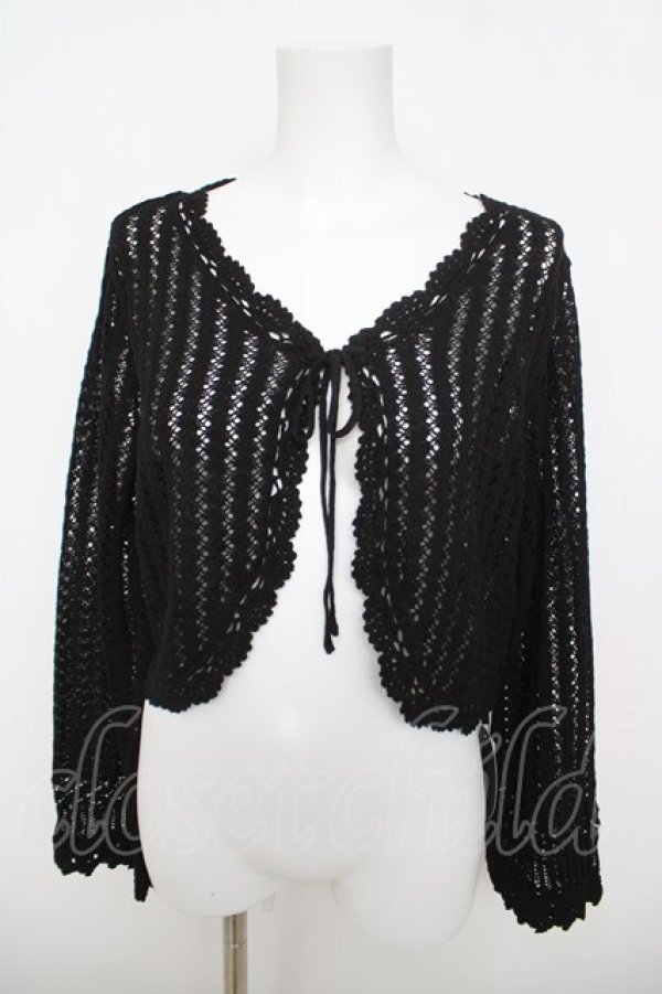 画像1: an another angelus / クロシェスカラップ透かし編みニットボレロ F ブラック Y-26-04-11-035-CA-TO-SZ-ZY (1)